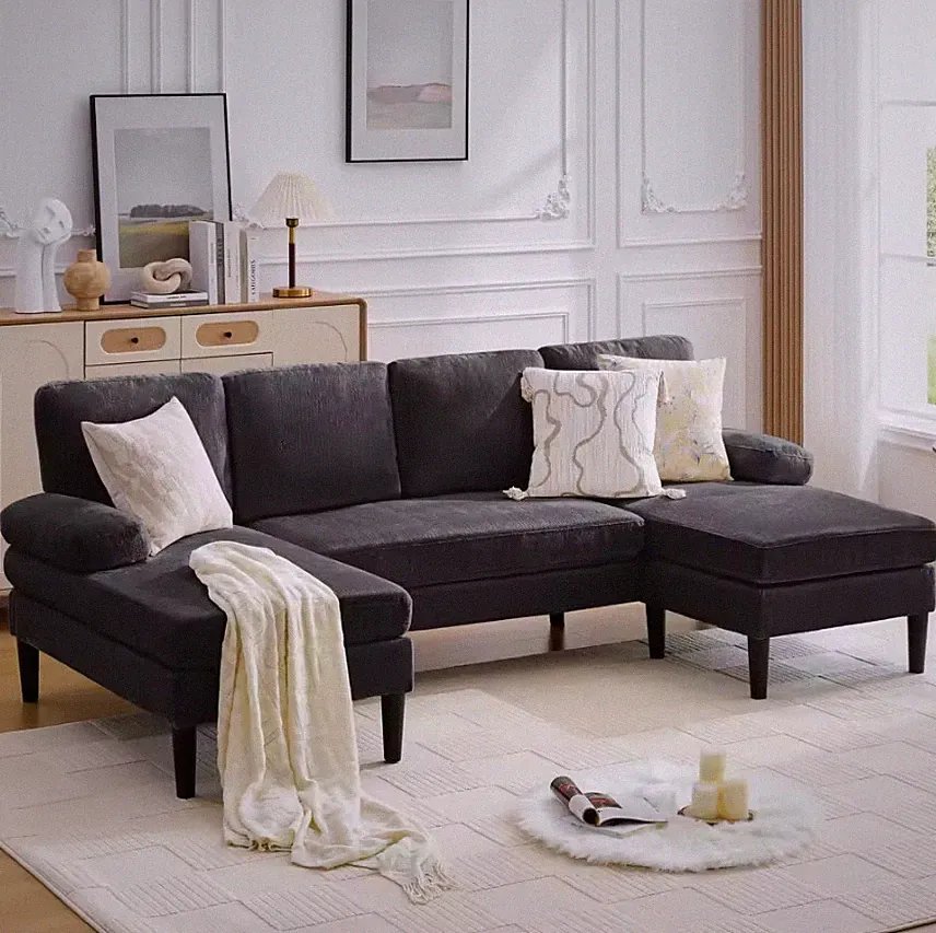 U-Shaped Sectional Sofa 4 Seater Lounge Sleeper with Removable Cushions