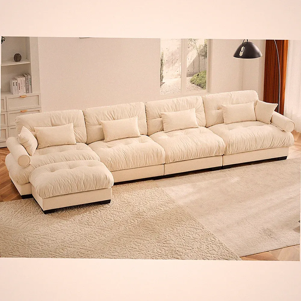 U Shaped Sectional Sofa Cloud Couch with Movable Ottomans,Convertible Deep 4 S