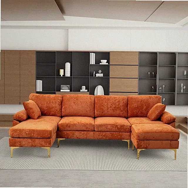 U-Shaped Sectional Sofa Couch 4 Seat Convertible Sofa Set with Chaise Lounge