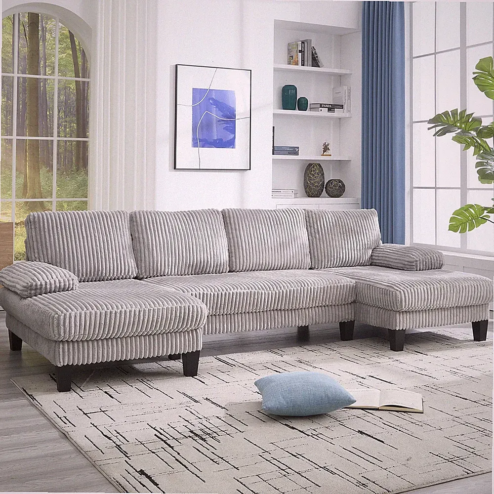 U-shaped Sectional Sofa Couch Dual Chaise Lounges Fabric Sleeper Living Room