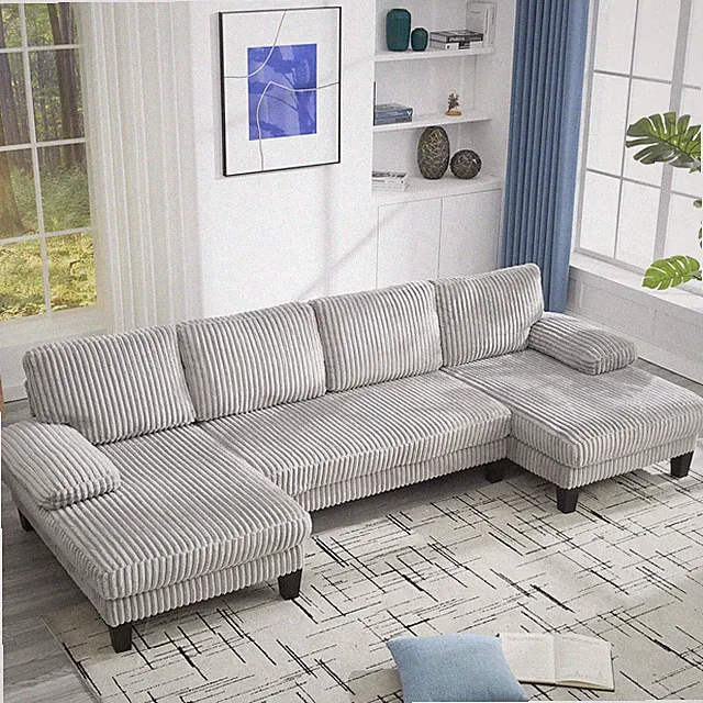 U-shaped Sectional Sofa Couch Dual Chaise Lounges Fabric Sleeper Living Room