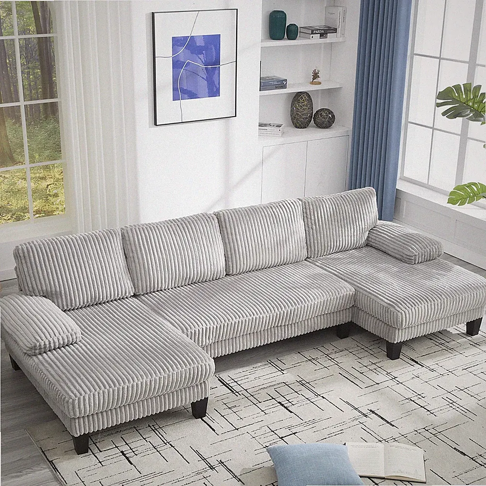 U-shaped Sectional Sofa Couch Dual Chaise Lounges Fabric Sleeper Living Room