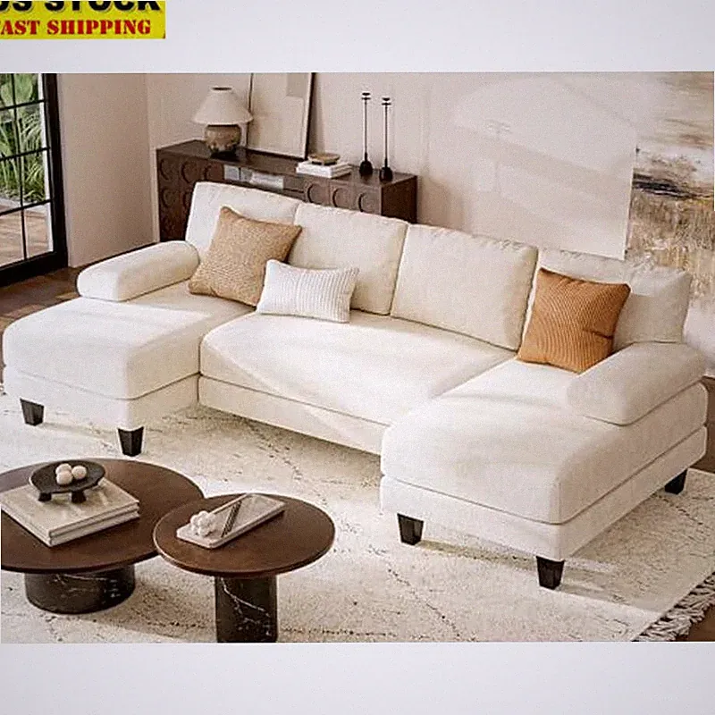 U Shaped Sectional Sofa Double Chaise Large Lounge Couch Durable Soft Fabric New