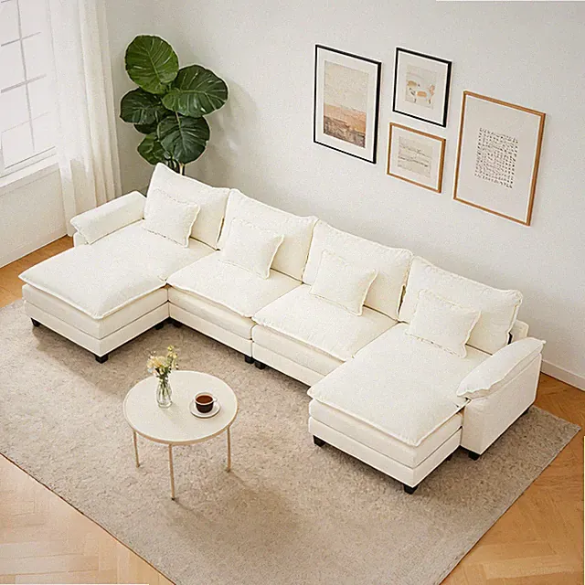 U Shaped Sectional Sofa Set 4 Seater Cloud Couch with 2 Chaises for Living Room