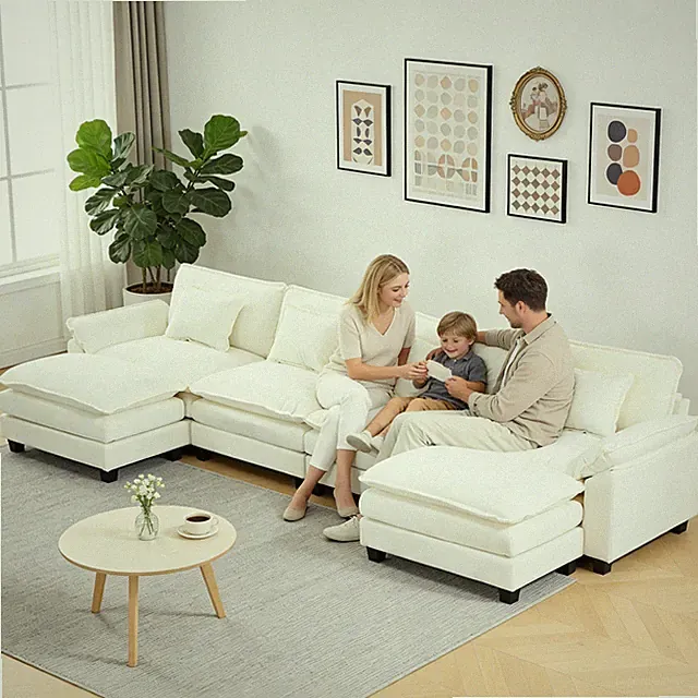 U Shaped Sectional Sofa Set 4 Seater Cloud Couch with 2 Chaises for Living Room