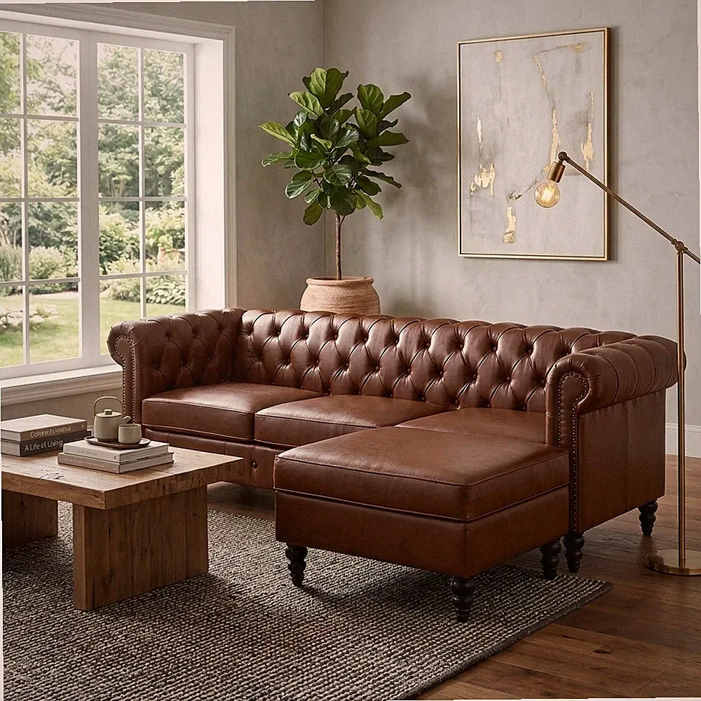 U-style 85" Modern 4-Seater L-Shaped Sectional Sofa w/Storage Ottoman,Modular P