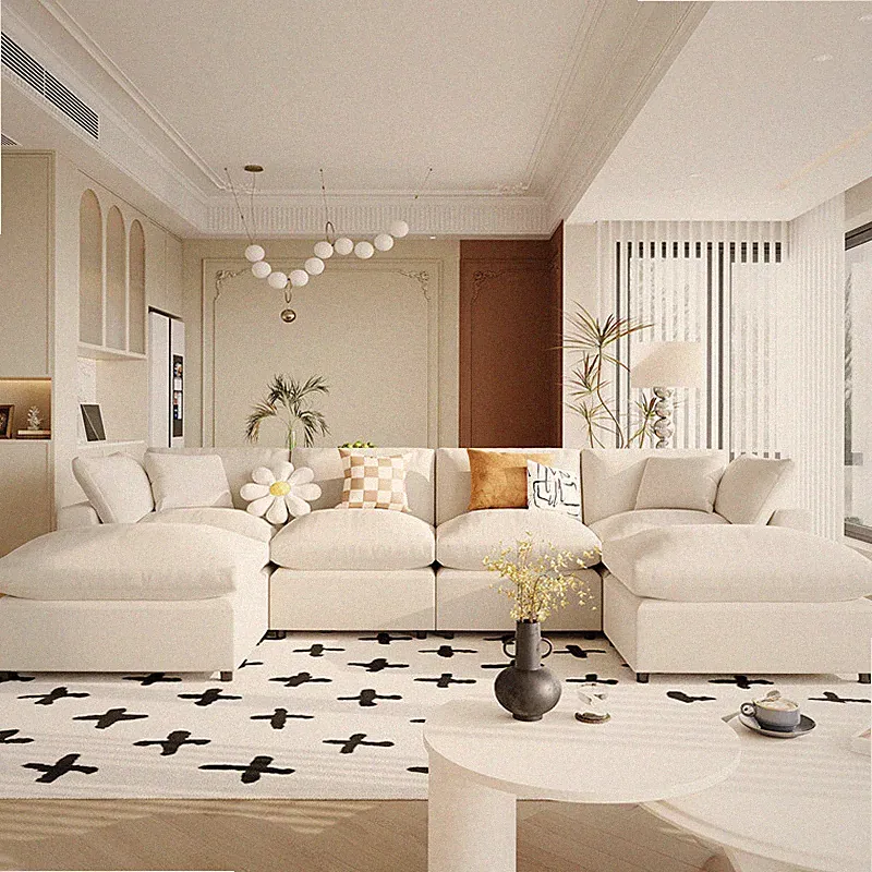 U_STYLE Modern Large U-Shape Sectional Sofa, 2 Large Chaise w/Removable Ottomans