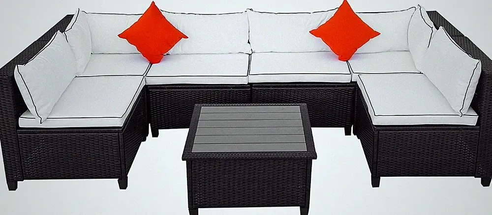 U-Style Quality Rattan Wicker Patio Set, U-Shape Sectional Outdoor Furniture Set