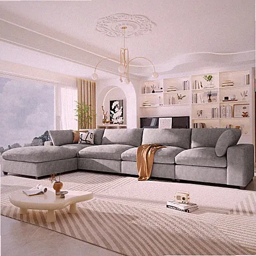 U-style Upholstered Oversize Modular Sofa with Removable Ottoman,Sectional sofa