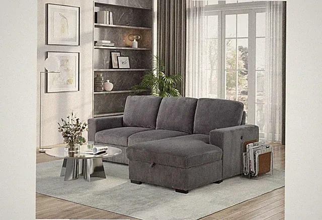 U2660 - L Shape Sectional Without Pull Out Sofa Bed - Gray