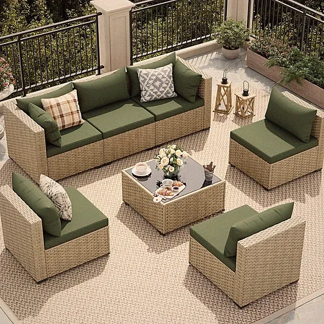 UDPATIO Outdoor Patio Sectional Furniture Sofa Set (7 Piece) Outdoor