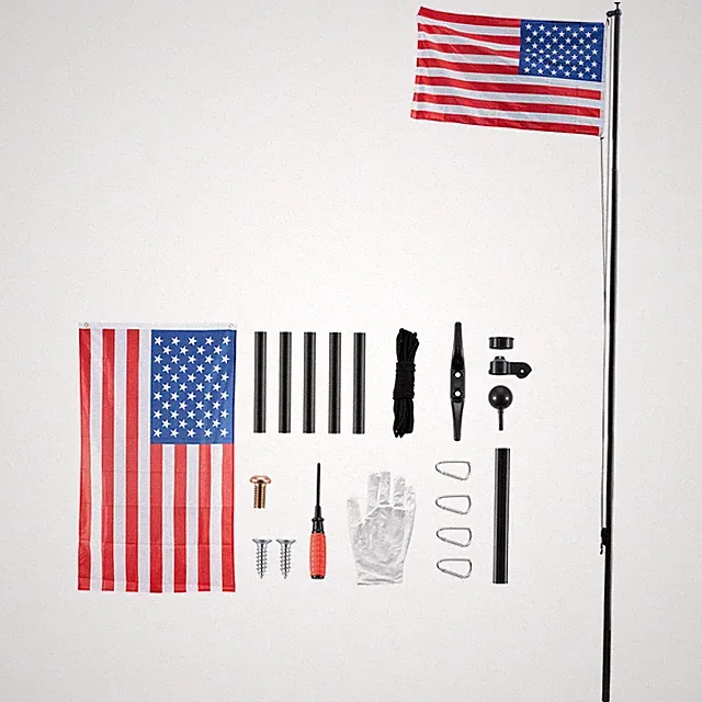 Uimoso 20 ft Sectional Aluminum Flagpole Kit with Heavy-Duty Design in Black