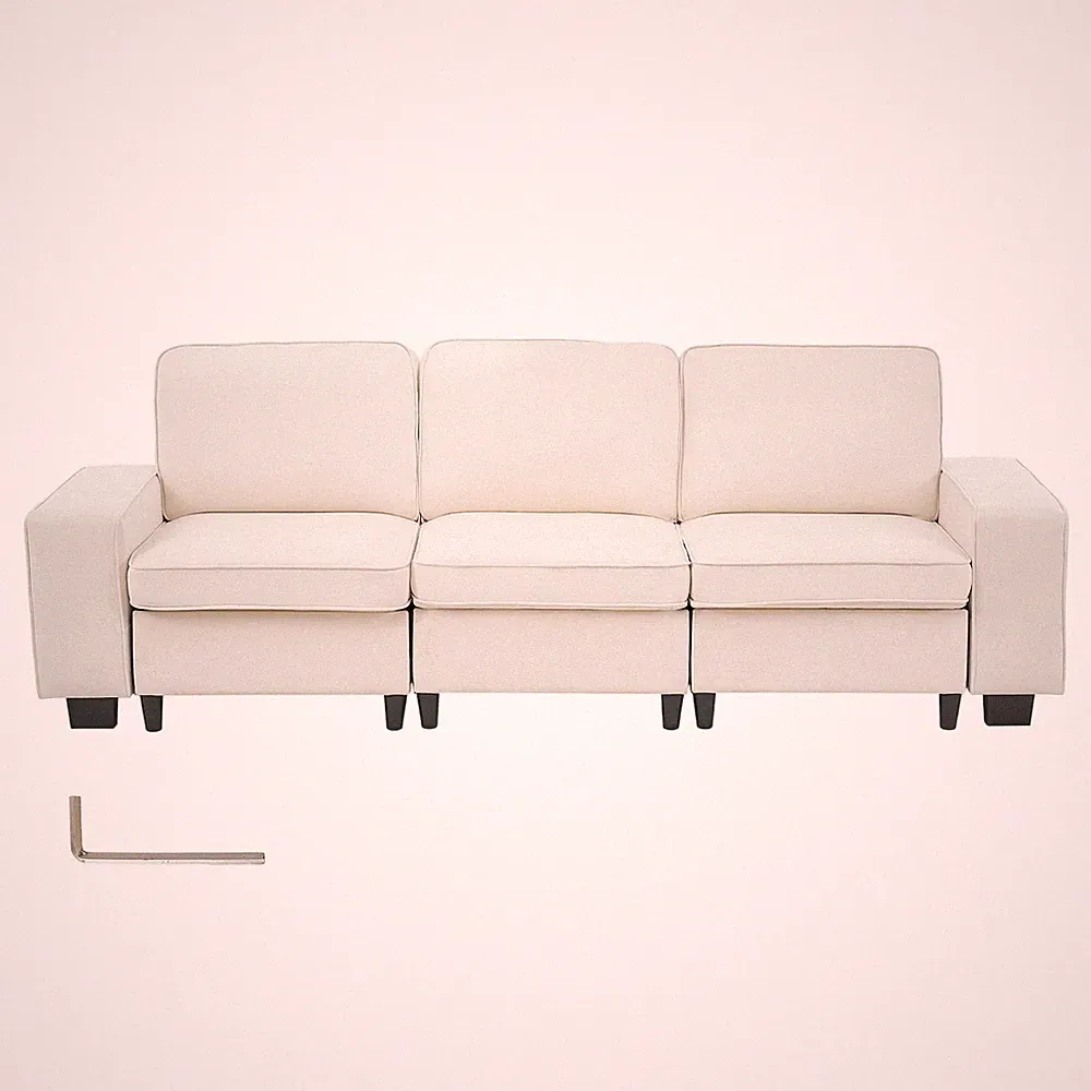 Uimoso 3-Seater Modular Sofa with Storage Space in White