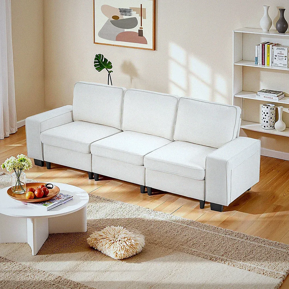 Uimoso 3 Steater Sofa Modular Sectional Couch with Bottom Storage Space White