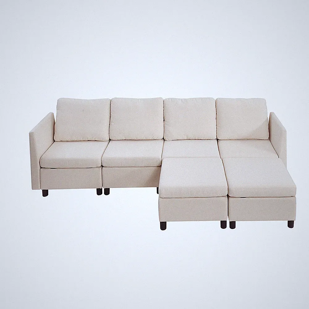 Uimoso 4-Seater Modular Sofa with Storage Compartments and Ottoman