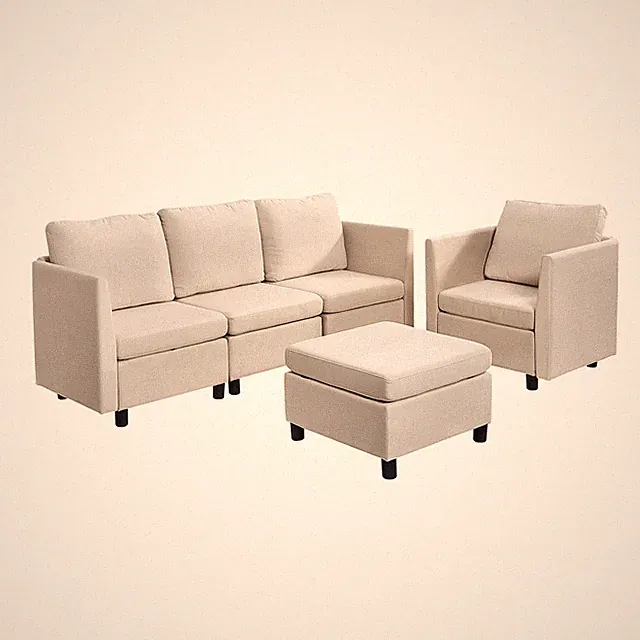 Uimoso 5-Seater Modular Sofa with Hidden Storage, Beige