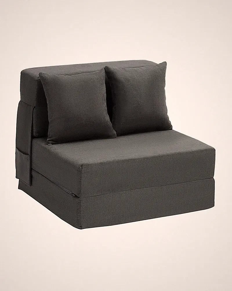 Uimoso Folding Sofa Bed 3-in-1 Foldable Couch with 2 Pillows Dark Grey Single