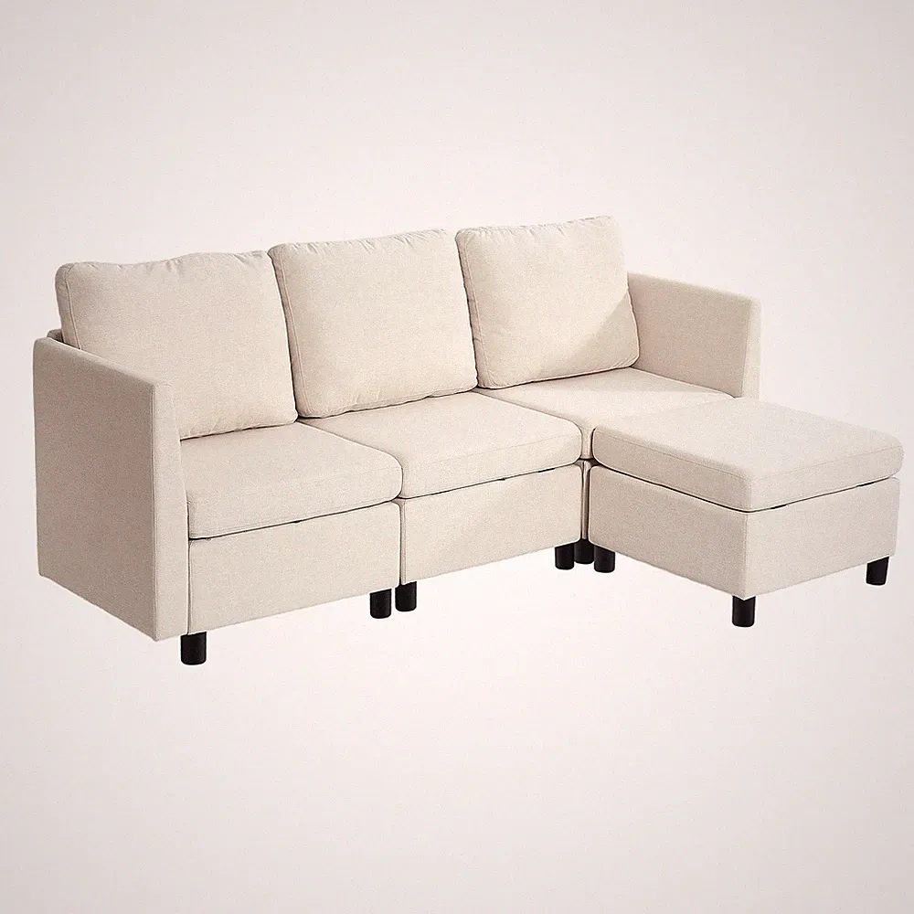 Uimoso Modular Sectional Sofa 3-Seater Modular Sofa with Hidden Storage Ottoman