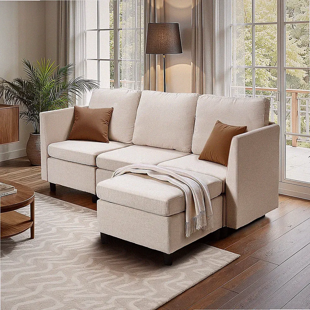 Uimoso Modular Sectional Sofa 3-Seater Modular Sofa with Hidden Storage Ottoman