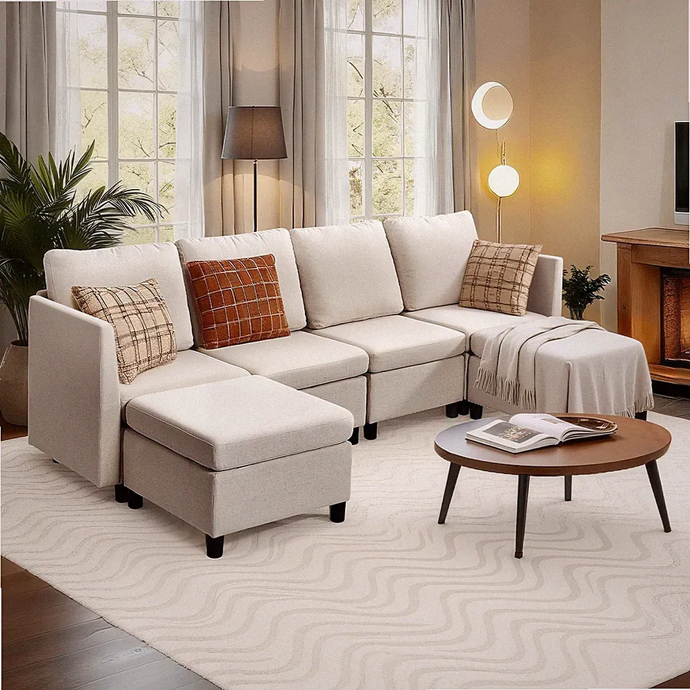 Uimoso Modular Sectional Sofa 4-Seater L-shaped Convertible Storage & Ottoman