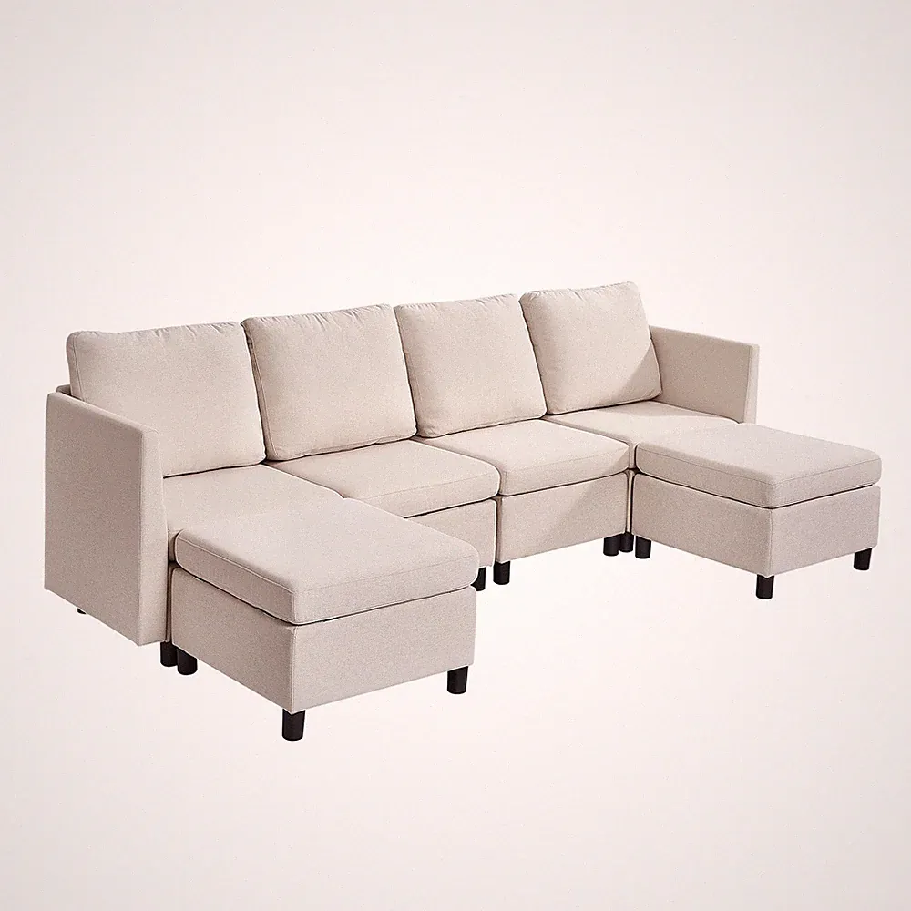 Uimoso Modular Sectional Sofa 4-Seater L-shaped Convertible Storage & Ottoman