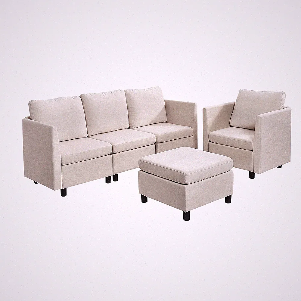 Uimoso Modular Sectional Sofa 5-Seater Modular Sofa with Hidden Storage Beige