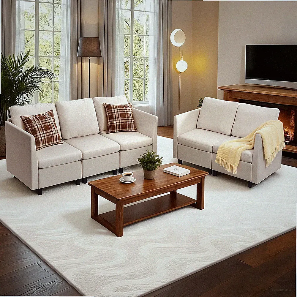 Uimoso Modular Sectional Sofa 5-Seater Modular Sofa with Hidden Storage Beige