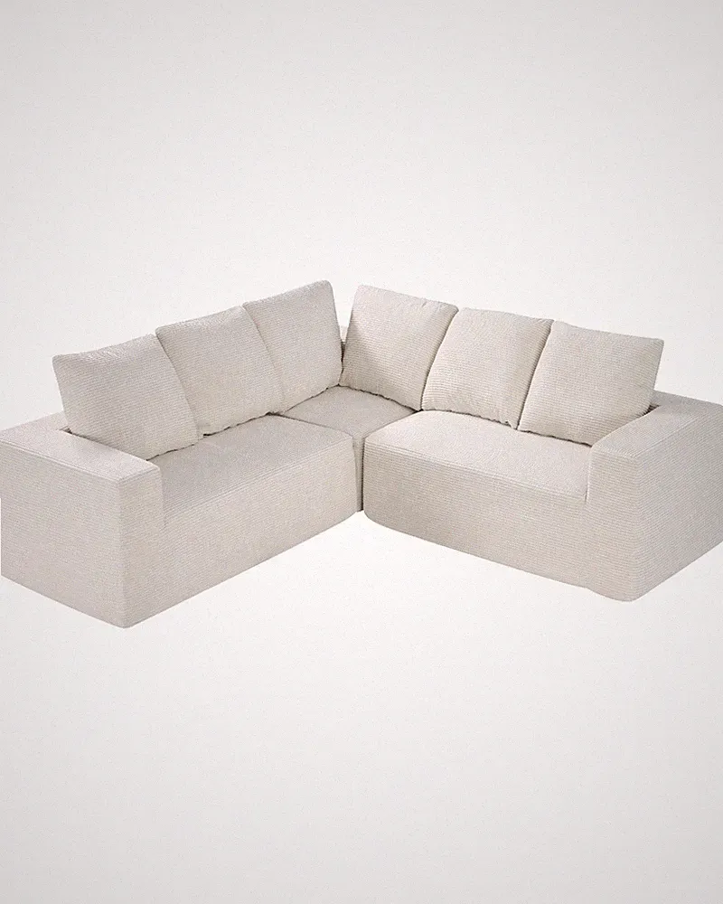 Uimoso Modular Sectional Sofa L Shape Cloud Couch Corduroy and Cushion Beige
