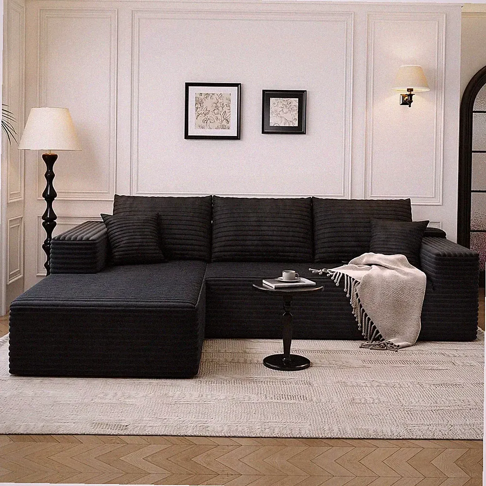 Uimoso Modular Sectional Sofa L Shaped Cloud Couch with Chaise Dark Grey