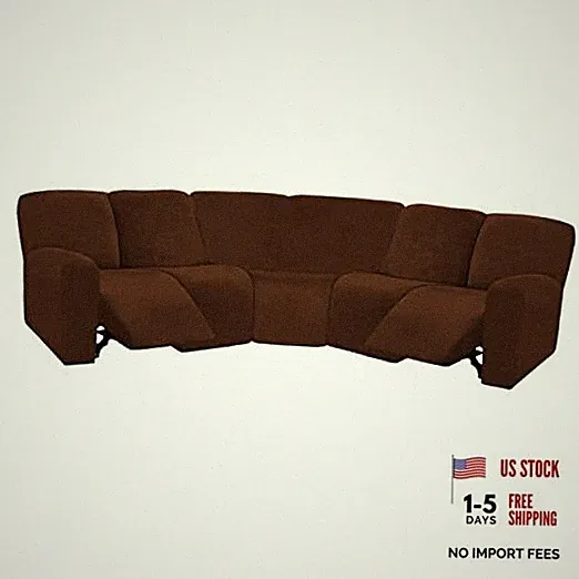 ULTICOR 7-Piece L Shape Sectional, L Shape 5 Seat Recliner Cover Chocolate
