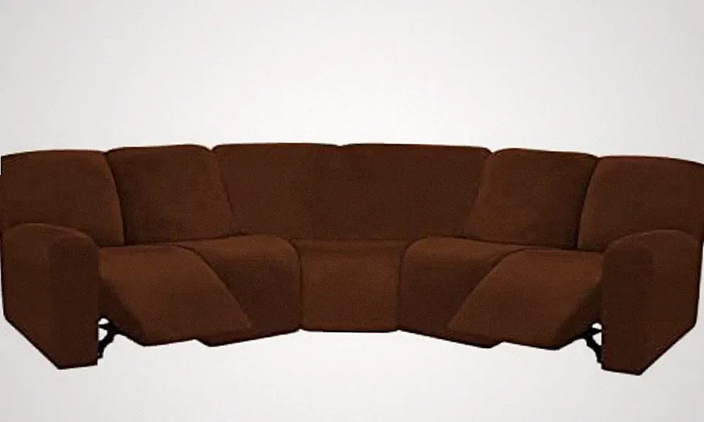 ULTICOR 7pc L Shape Sectional Velvet Reclining Couch Cover Chocolate 5 Seat