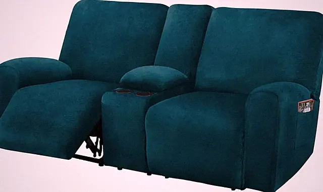 ULTICOR Ultimate Decor Reclining Love Seat with Middle Console Slipcover, 8-P...