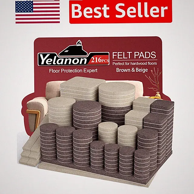 Ultimate 216-Piece Felt Furniture Pads for Wood Floors - Anti-Scratch & Durable