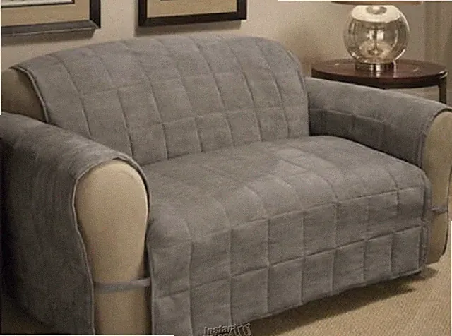 Ultimate-Grey Extra Long Sofa Protector Quilted Polyester Resists Stains
