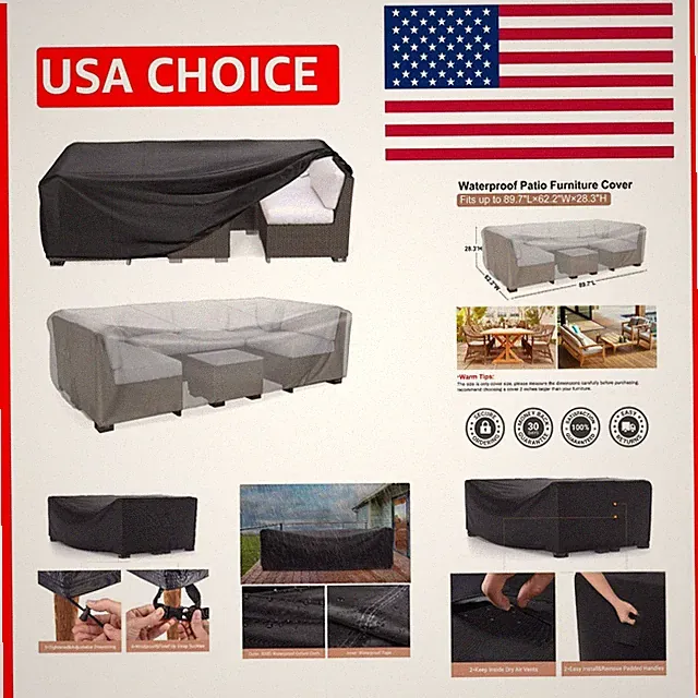 Ultimate Waterproof Patio Set Cover - Fits Sectional Sofa & Table 89.7"L
