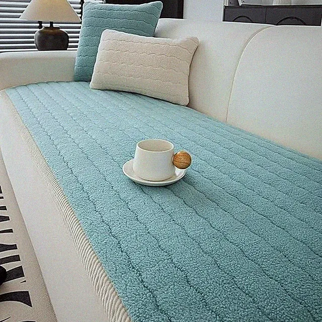 Ultra-Soft Plush Sofa Cover, Non-Slip Sofa Pad Cover, Furniture Protector