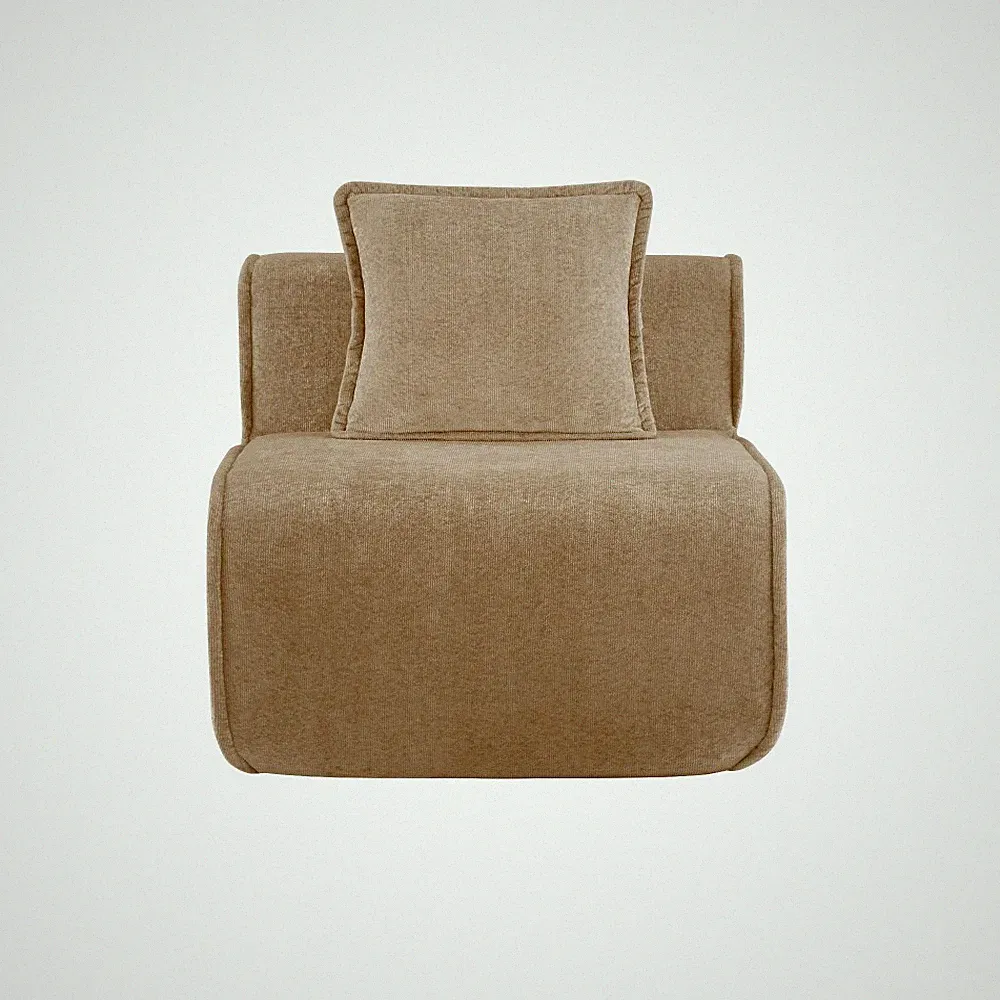 Unbranded Brown Velvet Armless Sofa, Modular Sectional for Living Room, 1-Seat