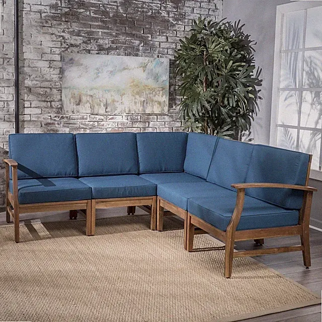 Uniese Indoor Farmhouse 5 Piece Sectional Sofa Chat Set