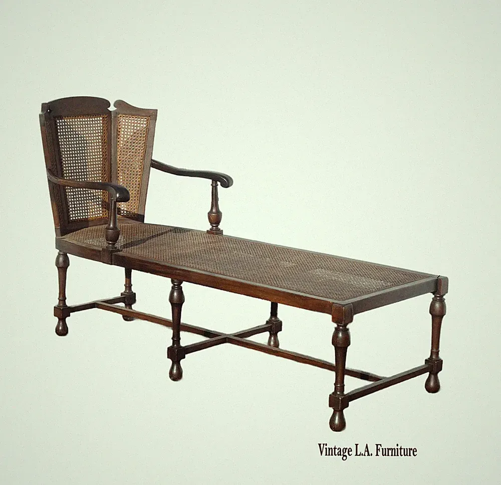 Unique Antique French Country Cane Chaise Lounge Chair ~ Day Bed