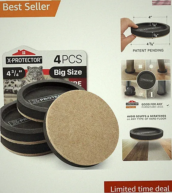 Unique Design 4 3/4 Inch Furniture Sliders - Protect Floors & Move Easily