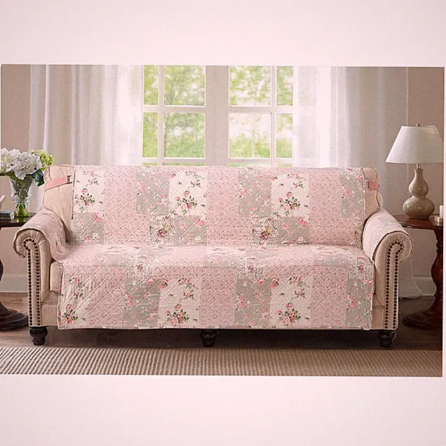 Unique Patchwork Design Sofa Protector 70" - Rose and Sage//