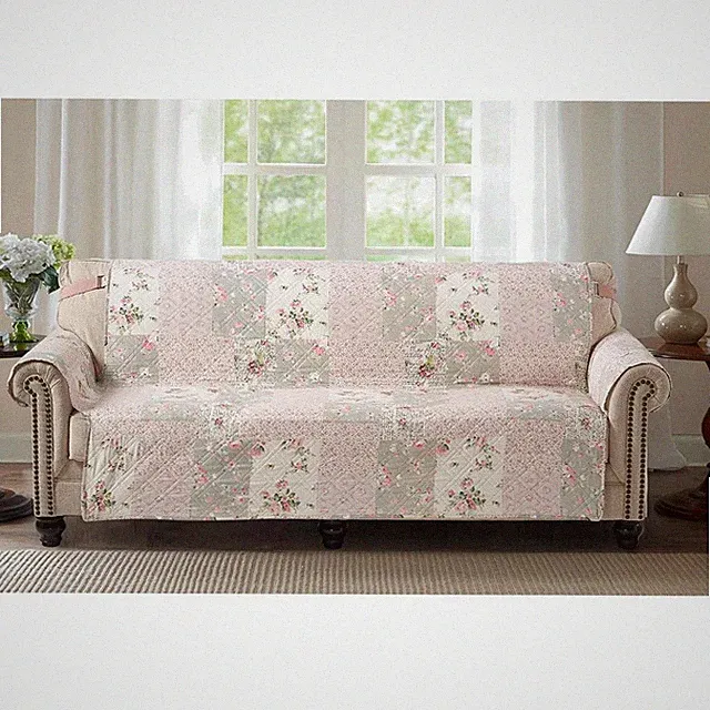 Unique Patchwork Design Sofa Protector 70" - Rose and Sage//