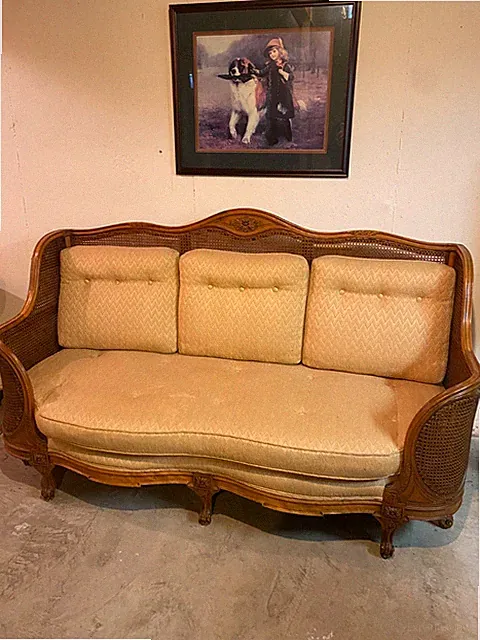 Unique Statement Piece! Italian Caned Sofa in Good Condition