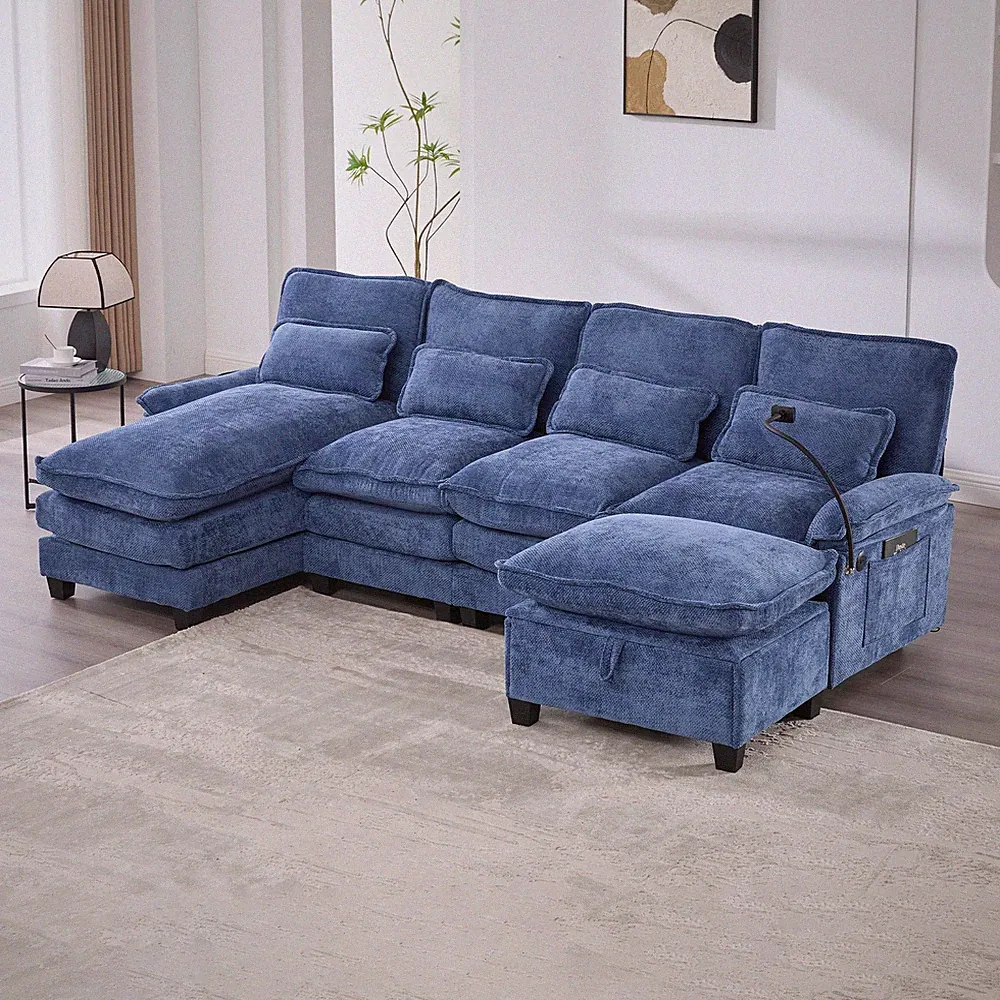 UNITED WE WIN 106" U Shape Sectional Sofa Cloud Couch for Living Room, Upholste