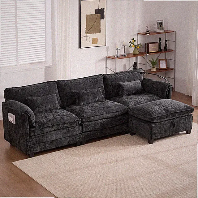 UNITED WE WIN 112" Oversized Sectional Sofa Cloud Couch for Living Room, Mod