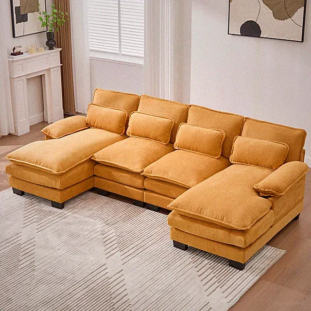 UNITED WE WIN U Shaped Cloud Couch, 110" Chenille Comfy 4 Seat Sectional Couc