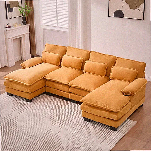 UNITED WE WIN U Shaped Cloud Couch, 110" Chenille Comfy 4 Seat Sectional Couches