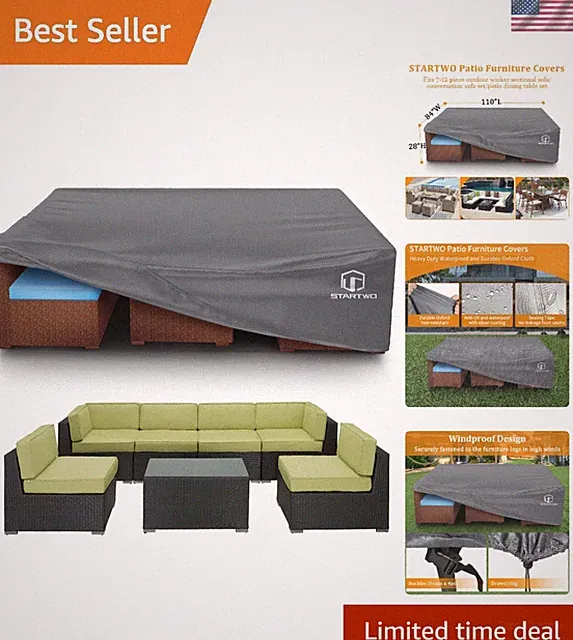 Universal 110x84x28 Outdoor Patio Cover: Durable, Waterproof, Windproof Design