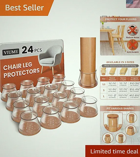 Universal 24 Pcs Anti-Slip Chair Leg Pads - Protects Hardwood & Reduces Noise