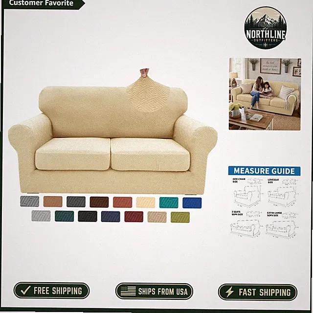 Universal 3-Piece Couch Covers for 2 Cushion Sofa - Durable & Stylish Protection
